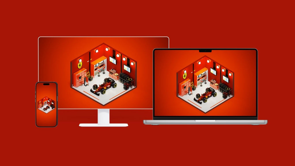 Ferrari Garage Voxel Art Wallpaper